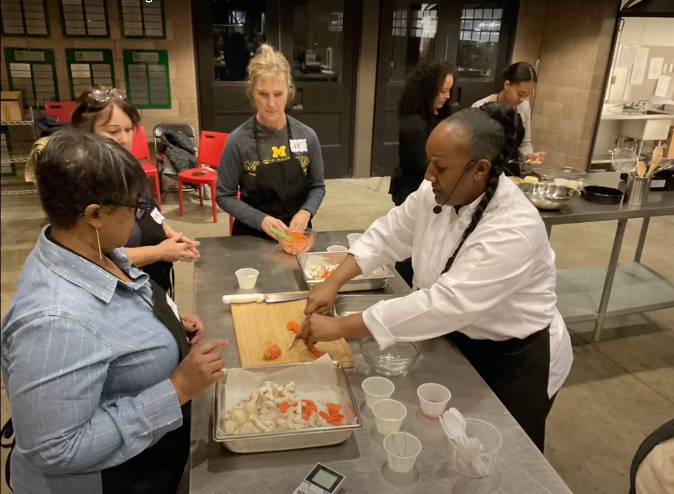 Chef Evelyn Stokes leads a cooking demonstration at Eastern Market’s community kitchen.