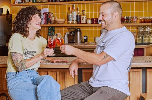 Symantha Duggan and Rob Wilson are partners in life and in their business, Vesper Books and Wine. Photo by Rebecca Simonov